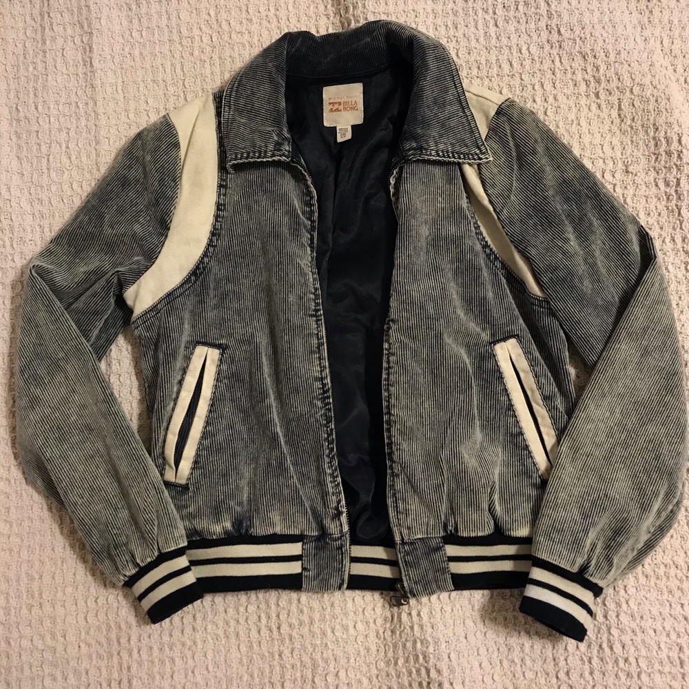 BILLABONG RIBBED ACID WASH BOMBER JACKET